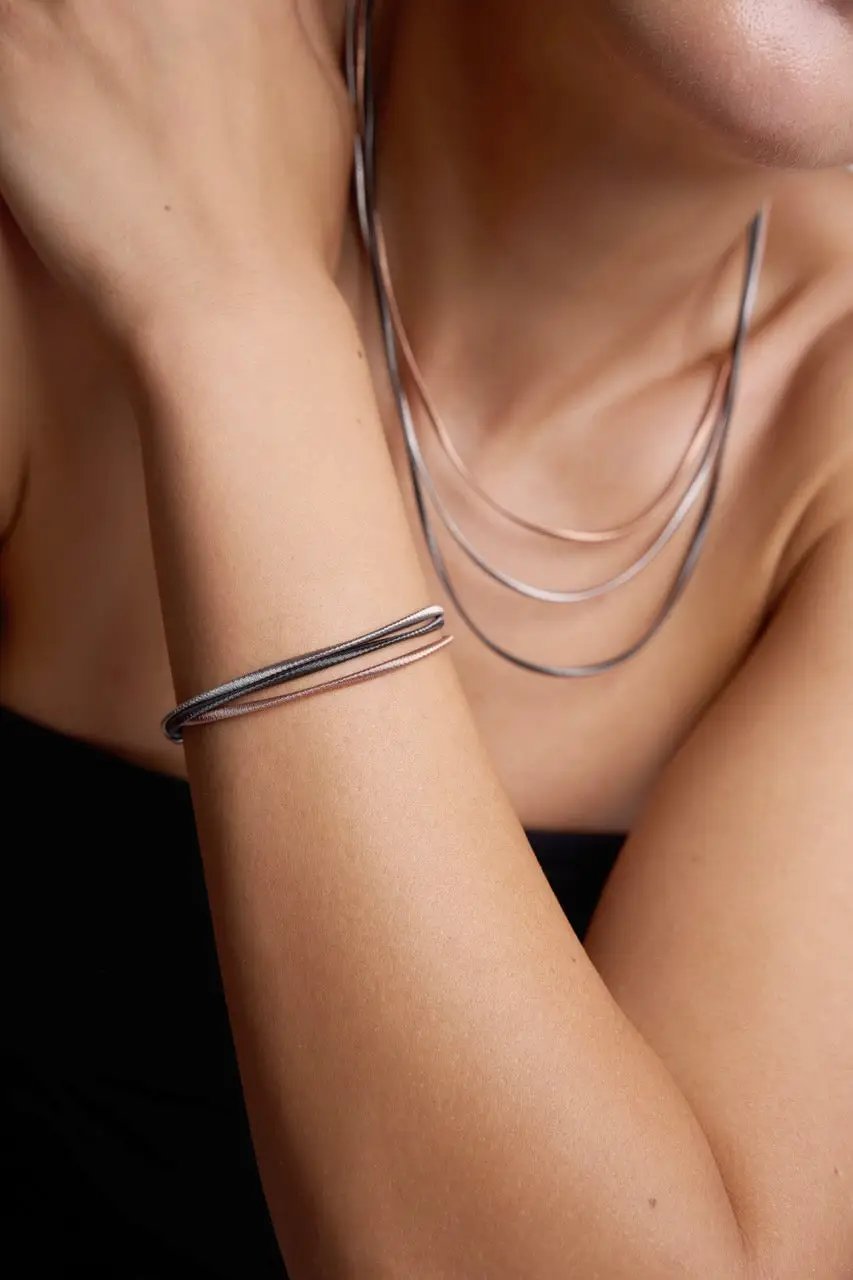 String 3 - bracciale in argento 925, 3 fili con 3 colori