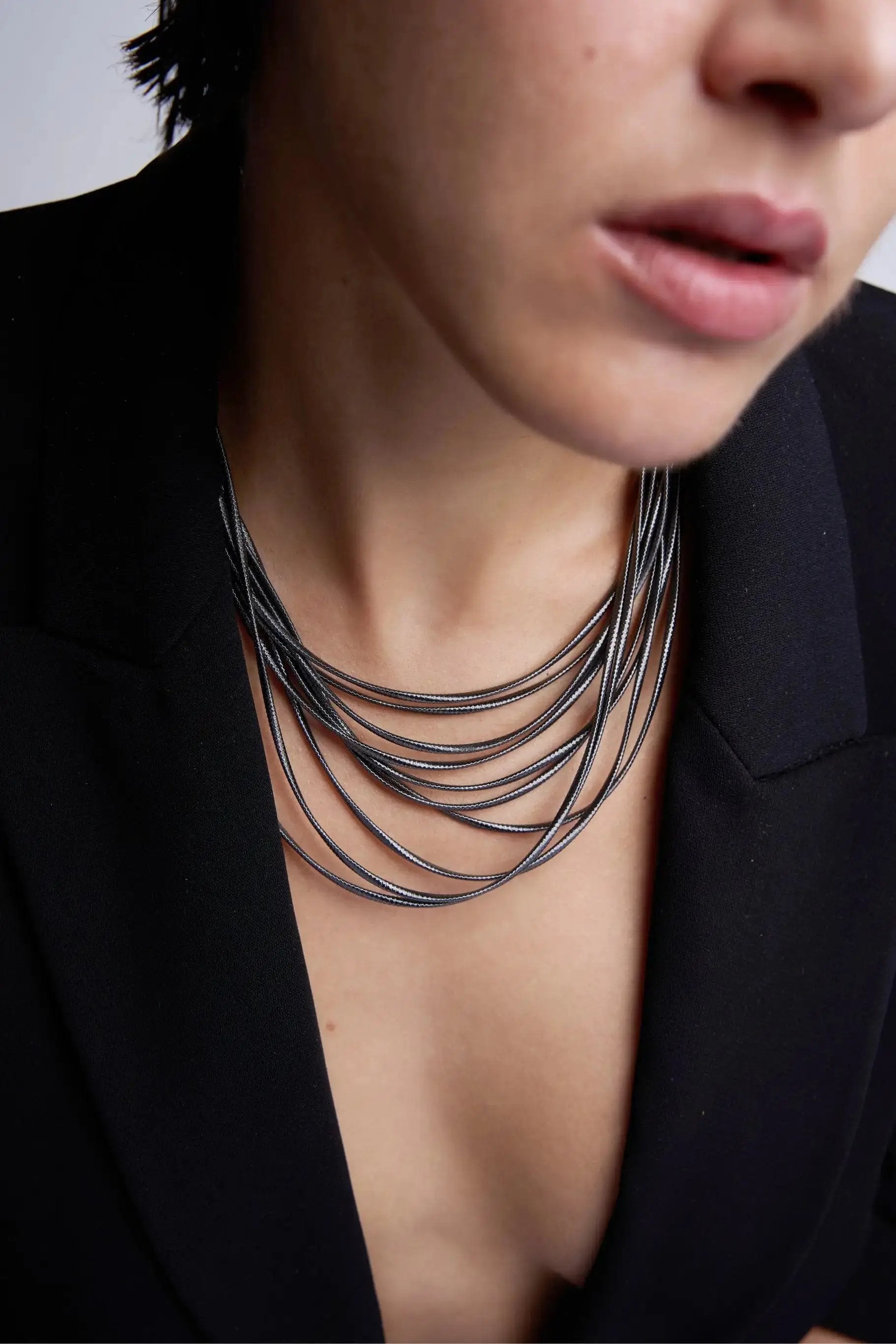String - 925 silver necklace, 10 strands