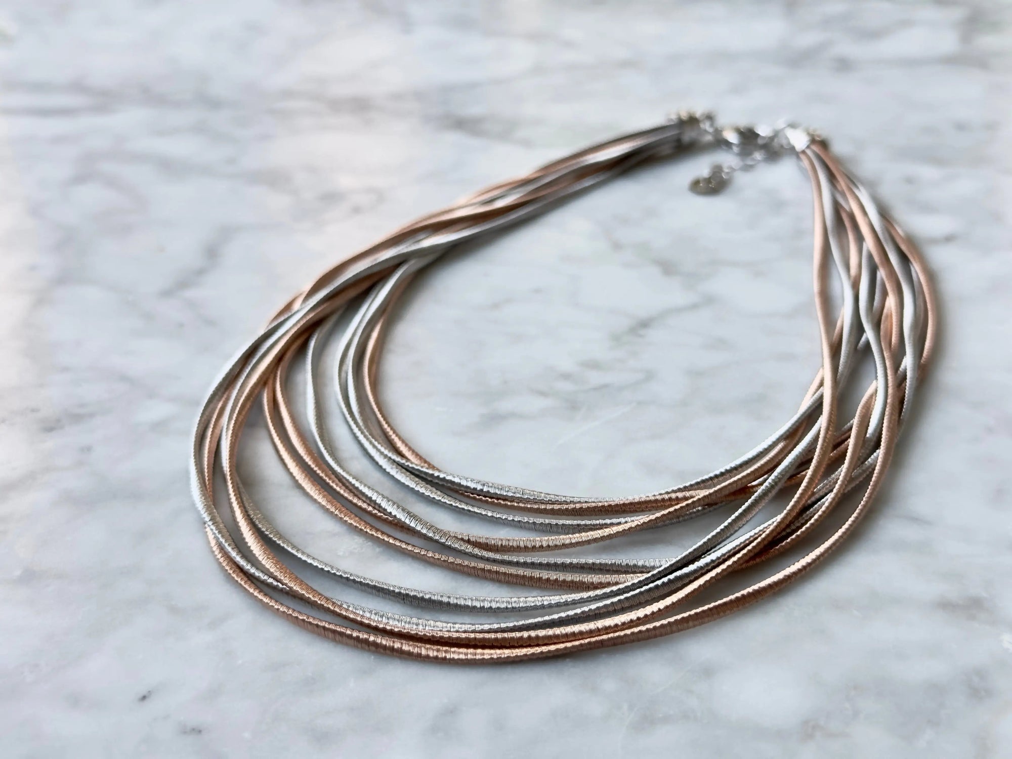 String - collana in argento 925, 10 fili