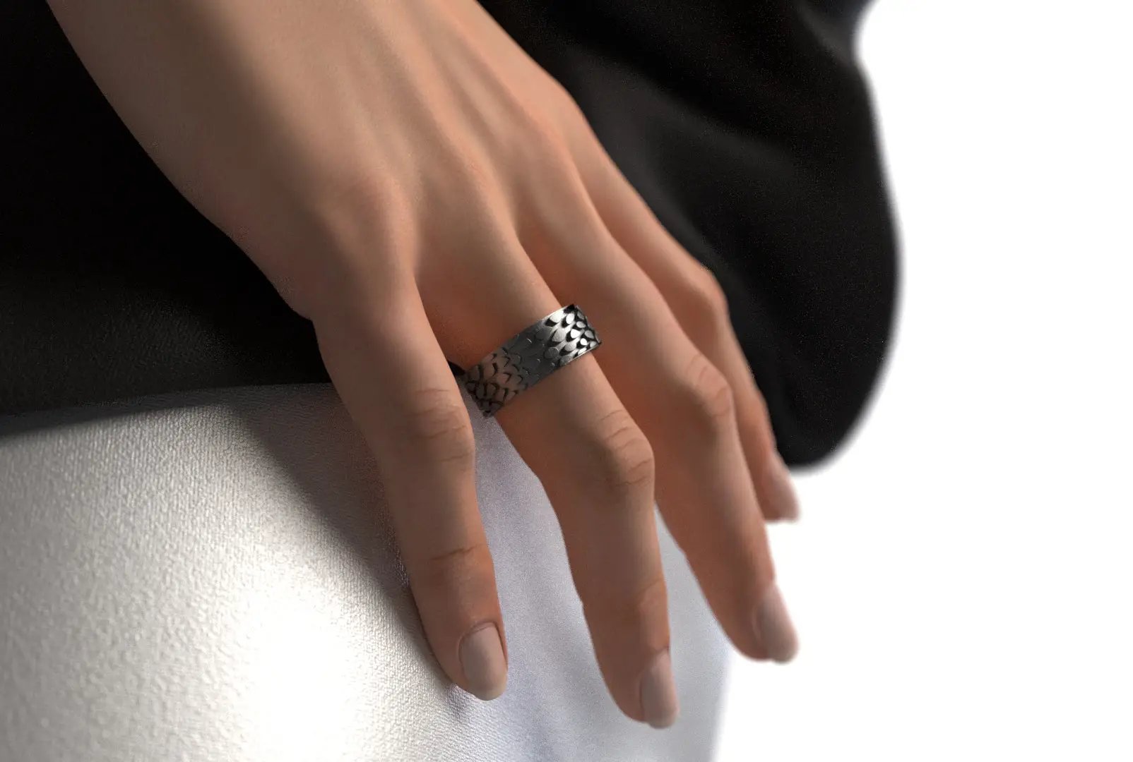 Stones, anello in acciaio inox 316L, stampato diretto 3D
