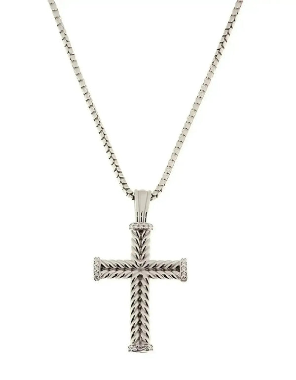 Croix, collana con pendente in argento 925 e zirconi.