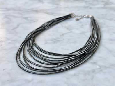 String - collana in argento 925, 10 fili