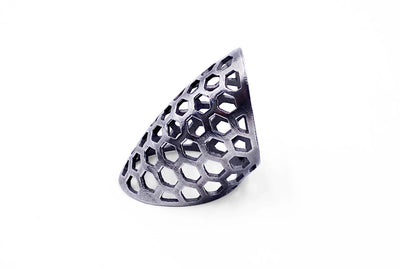 Favo, anello in acciaio inox 316L, stampato diretto 3D