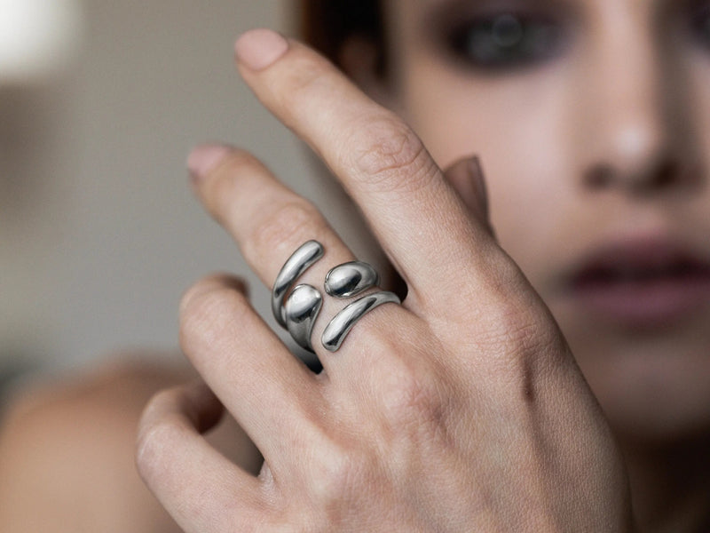 Gocce, anello in argento 925, su misura, 100% Made in Italy