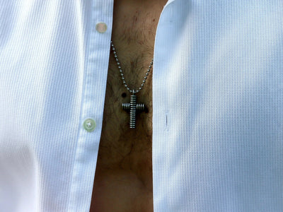 Croce, collana in acciaio inox 316L, stampato diretto 3D